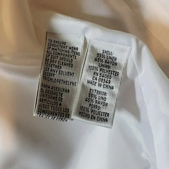 Jones NY‎ 10 white/black trim front zip linen blend blazer/jacket - Picture 5 of 7